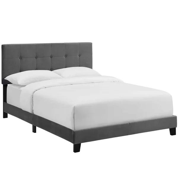 Modway Amira Twin Performance Velvet Bed - Gray