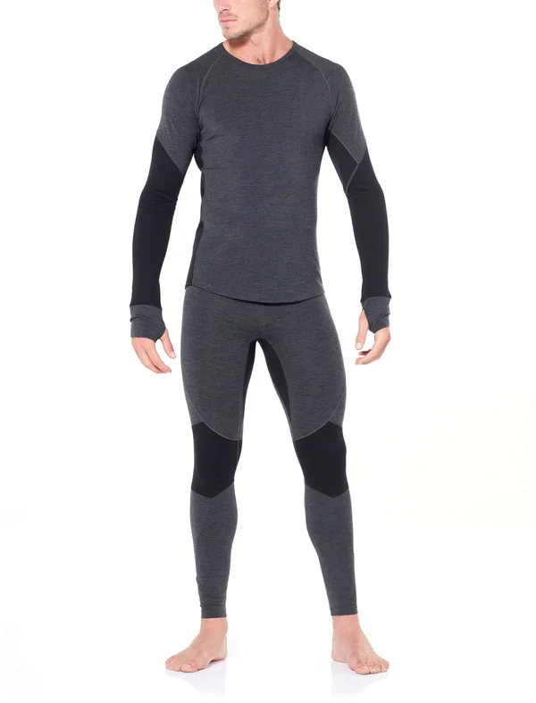 Icebreaker Men's 260 Zone Long Sleeve Crewe Shirt, Jet Heather/Black, Size L by Campman