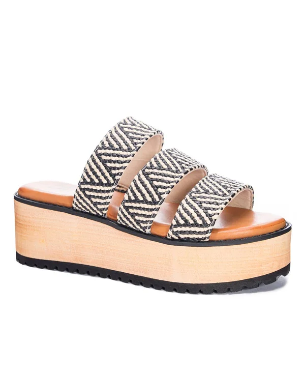 Chinese Laundry Jolt Wedges in Black/Tan Size 6.0