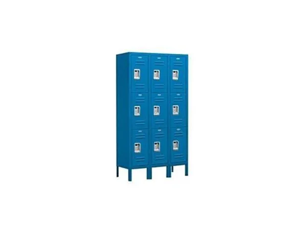 Salsbury Industries 63355BL-U 36 in. W x 66 in. H x 15 in. D Standard Metal Locker-Triple Tier-3 Wide-Blue-Unassembled