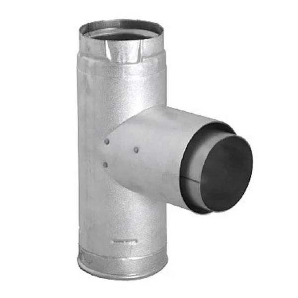 PelletVent Pro 4x22 Adaptor Tee with Clean-Out Cap Galvalume 4PVP-TAD