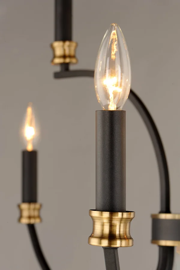 Maxim Charlton 9-Light Chandelier - Black - Antique Brass - 11377BKAB