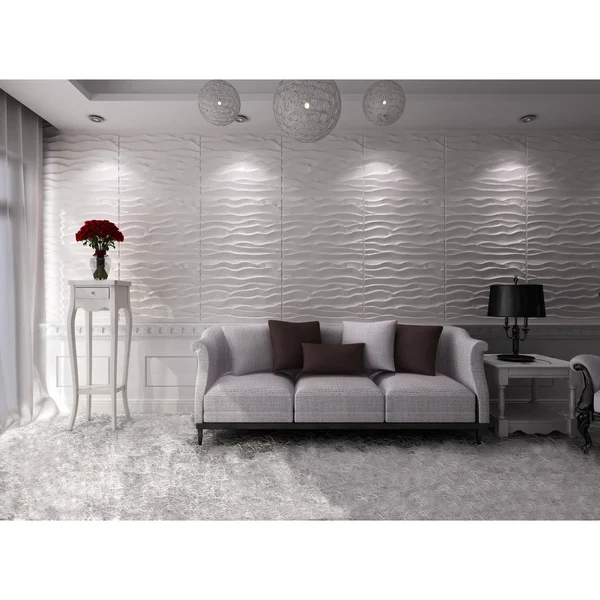 3D Fiber Wall Decor panelling, 32x22x25x22/pc - 12pc - Beach