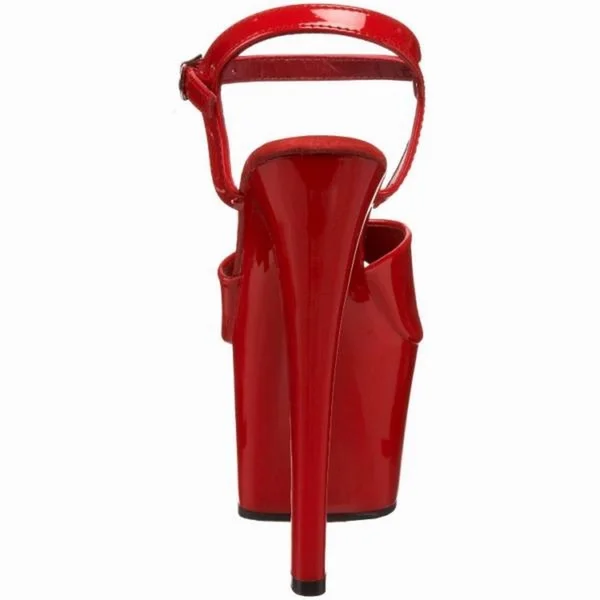 Pleaser Sky-309 - 7x22 Spike Heel Platform Sandal - Red 14