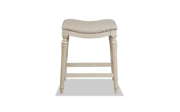 Livia Counter Stool in White, Cottage Rubberwood Solids/Polyester by Bob's Discount Furniture