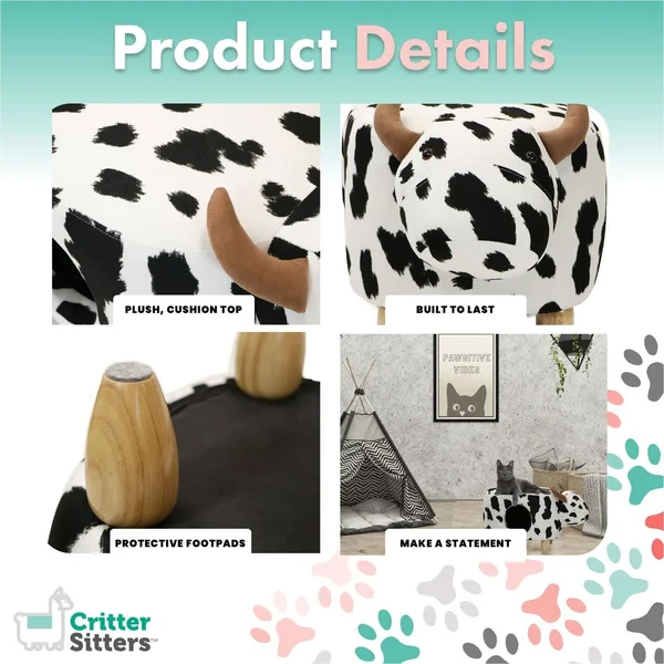 Critter Sitters 16x22 Pet House Ottoman Cow