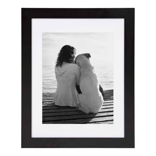 DesignOvation Museum Wooden Traditional Picture Frame Set with Mats for Customizable Wall Display, 14x18 Matted to 11x14, Black