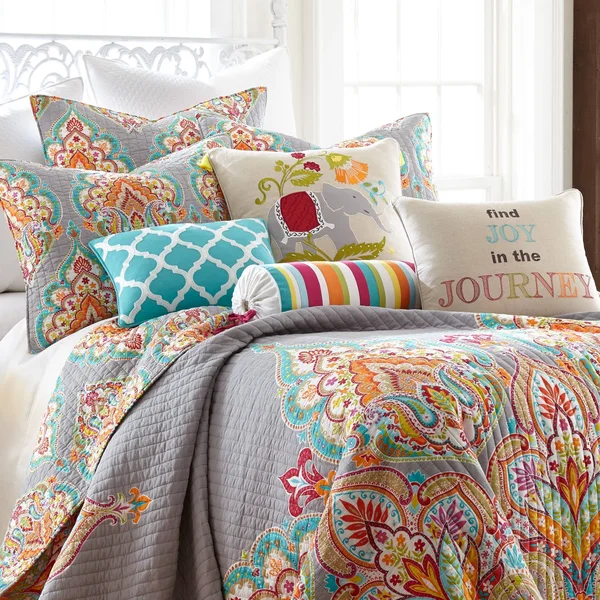 Levtex Home Gray Marielle Cotton Reversible Quilt Set King