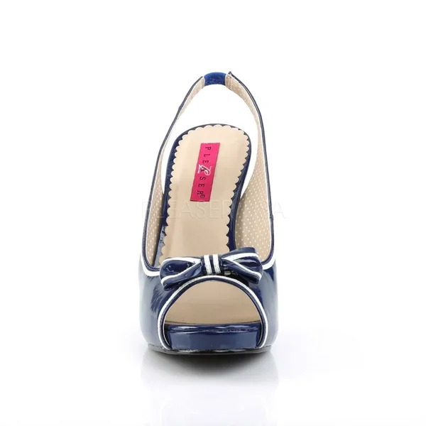Pleaser Pink Label PINUP-10, 4 1/2x22 Slingback Sand - Blue/White 9
