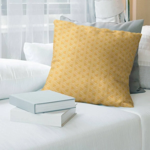Warm Tones Classic Zig Zag Pattern Throw Pillow - 26 x 26 - Yellow - Polyester