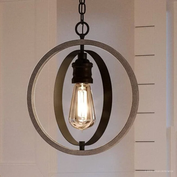 Luxury Vintage Pendant Light, 14x22H x 12x22W, with Modern Farmhouse Style, Charcoal Finish by Urban Ambiance UHP2214