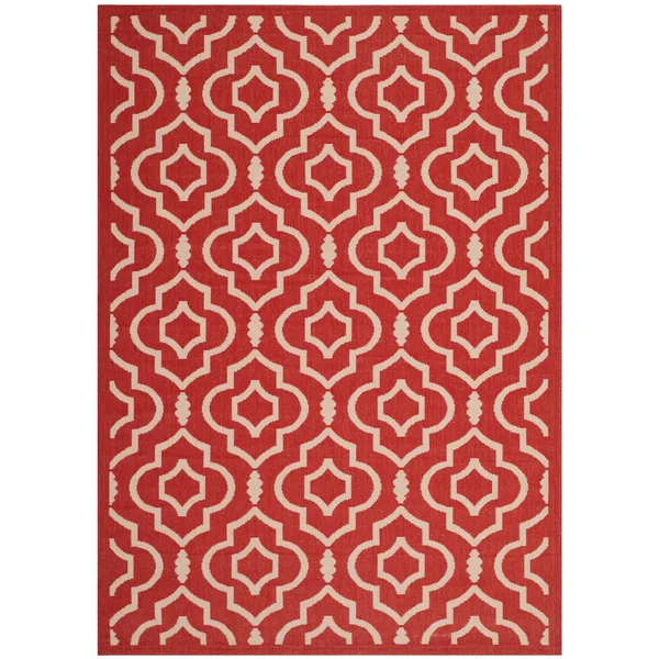 Safavieh Courtyard Red & Bone 4& x 5&-7x22 Indoor/Outdoor Rug