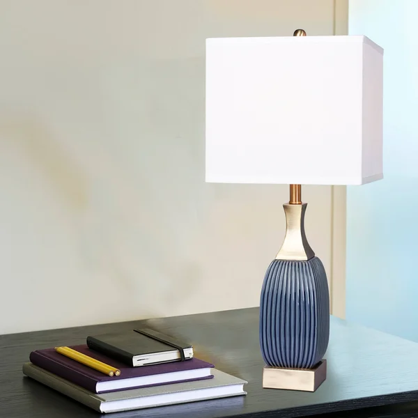 Vertically Ribbed Ceramic Table Lamp Antique Blue - Fangio Lighting