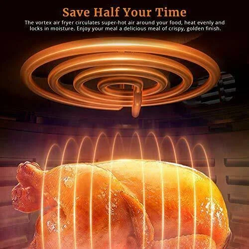 Kitcher 6.8qt Air Fryer - 1700W Toaster Oven & Oilless Cooker with Temperature Control, LED Touch Screen with 8 Presets, 50 R