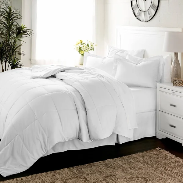 Sharon Osbourne Home Luxury Ultra Soft Bed in A Bag Sets (8-Piece) Twin Snow White Small