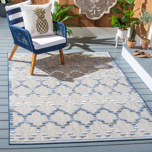 Safavieh Cabana Rug Collection CBN333G - Grey, Blue - 8' x 10'