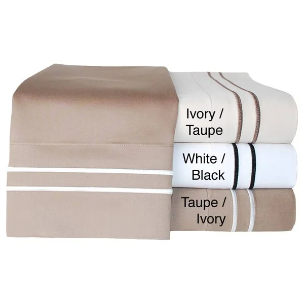 Superior Egyptian Cotton 800 Thread Count Embroidered Sheet Set (Ivory/Taupe - 4 Piece - Full)