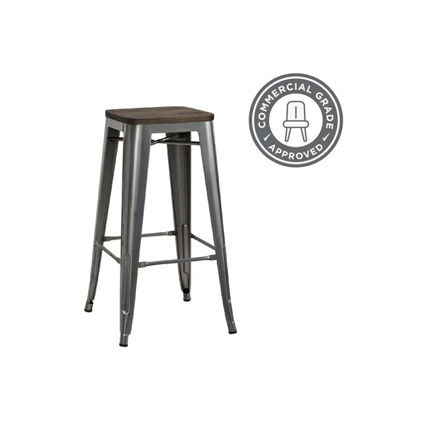 Fanya 30x22 Metal Backless Bar Stool, N/A, Antique Gun Metal