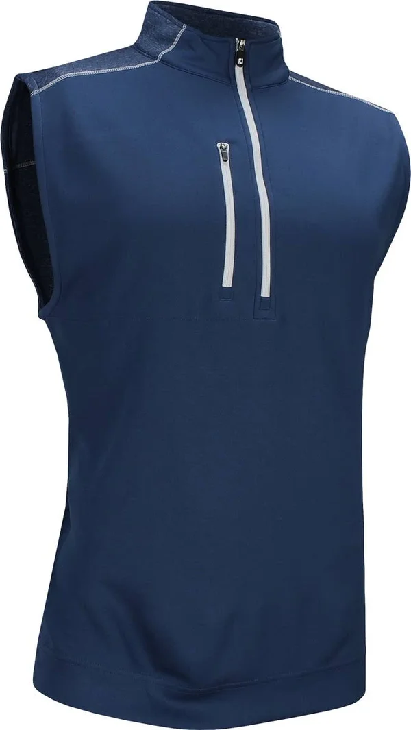 FootJoy Men's Heather Blocked Half Zip Vest Size LG, Deep Blue