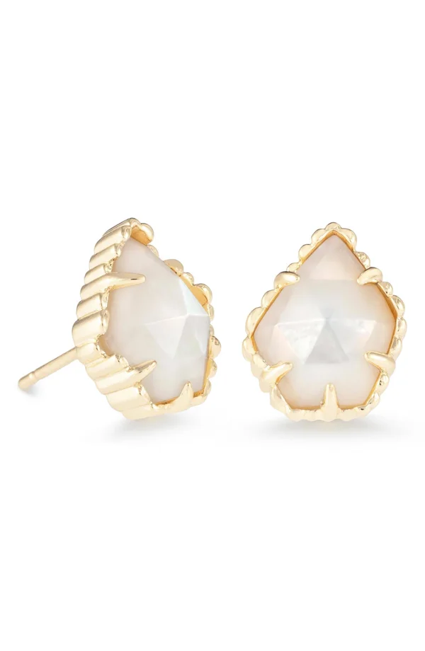 Kendra Scott Tessa Gold Stud Earrings in Ivory Mother of Pearl