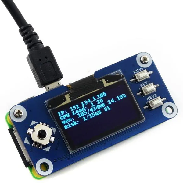 Waveshare Raspberry Pi 128x64 Pixels 1.3inch OLED Display Hat with Embedded Controller, Communicating Via Spi or I2C Interface