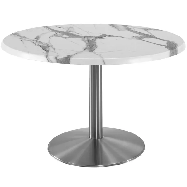 Holland Bar Stool OD214-2230SSOD36RWM 36x22 Round White Marble Laminate Outdoor, Indoor Standard Height Table with Stainless St