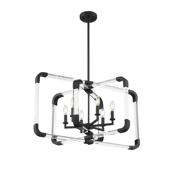 Savoy House 7-1660-6-89 Rotterdam Matte Black 6 Light Pendant