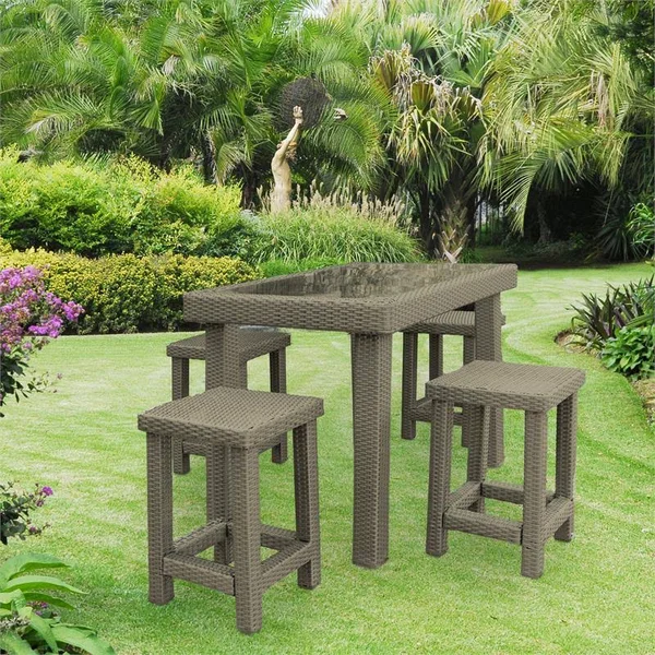 Carolina Classics Karsyn Wicker Outdoor Counter Height Bar Table in Brown - COW3648-BRW