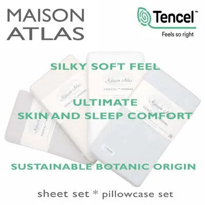 Tencel Sheet Set Maison Atlas Size: Queen - Color: Misty Light Blue