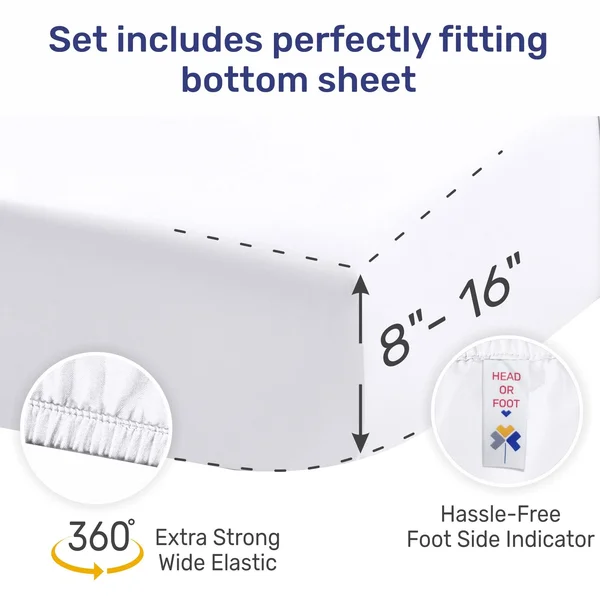 California Design den Cloud-Weight Silky Soft 500 Sateen - 100% Cotton Sheets Set, Cooling & Deep Pocket Fresh Navy Blue Sp