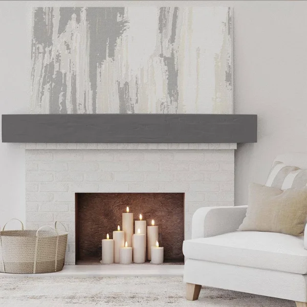 Ekena Millwork MANUHH04X06X60AC 4x22H x 6x22D x 60x22W Hand Hewn Faux Wood Fireplace Mantel - Aged Cedar