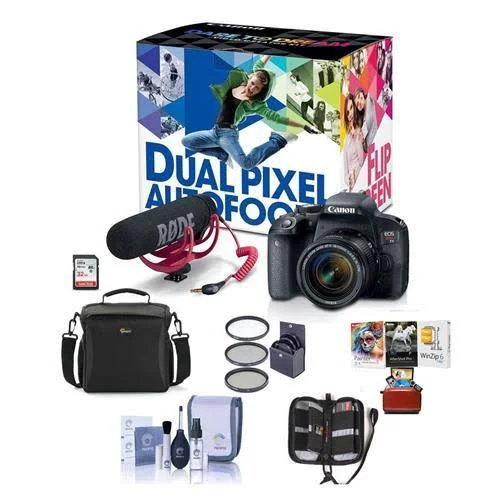 Canon Eos Rebel T7i DSLR Video Creator Kit with EF-S 18-55mm Is Lens - Rode VideoMic Go, 32GB SD Card - Bundle with Camera Case