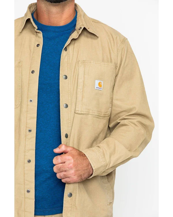 Carhartt Men's Rugged Flex Rigby Shirt Jacket, 2XT, Dark Khaki