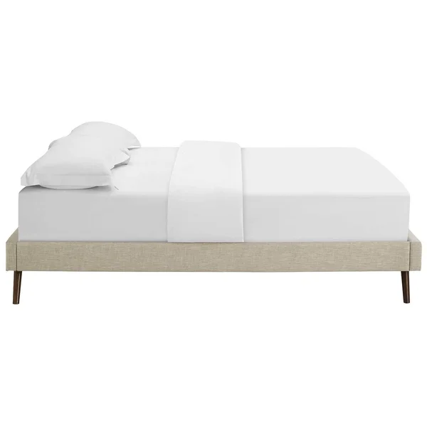 Modway Loryn King Fabric Bed Frame with Round Splayed Legs - Beige