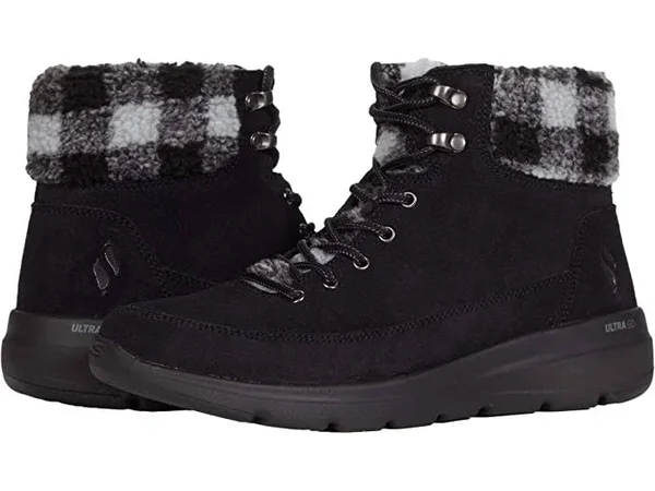 Skechers Women's on The Go Glacial Ultra - Timber Boots, Black/Gray, 7.5