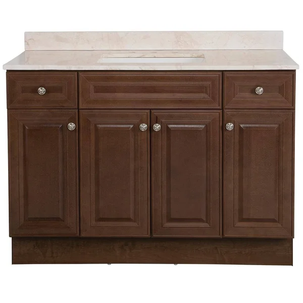 Glacier Bay Glensford 49 in. W x 22 in. D Bathroom Vanity in Butterscotch with Stone Effects Vanity Top in Dune with White Sink
