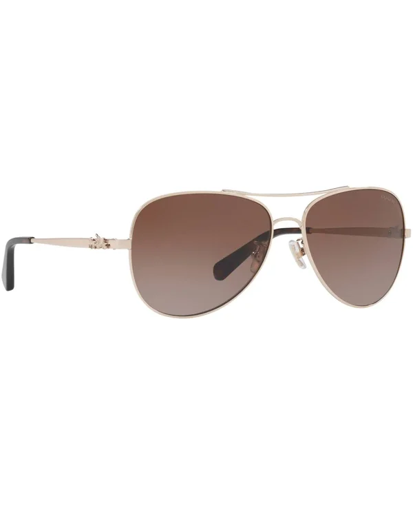 Coach Women's Polarized HC7074-90018J-59 Aviator Sunglasses - Silver/Purple
