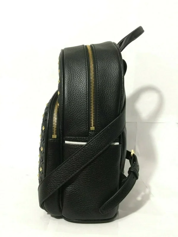 Michael Kors Abbey Medium Studded Backpack Pebbled Leather (Black)