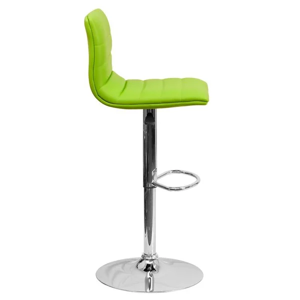 Bowery Hill Adjustable Faux Leather Striped Bar Stool in Green