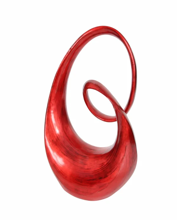 Rounded Corners Glossy Red and Black Polystone Sculpture