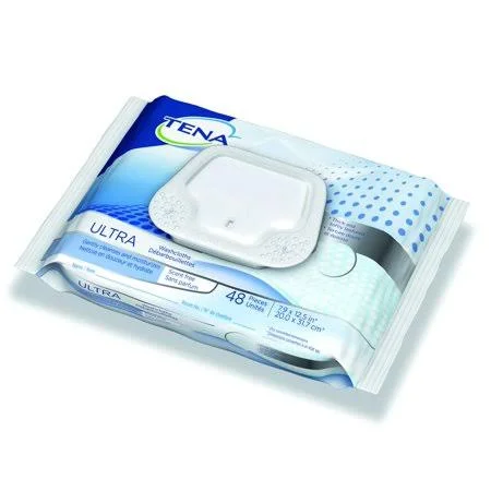Tena Ultra Bath Wipe Soft Pack Aloe, Vitamin E, Chamomile Unscented 48 Count, 65722 - Case of 576