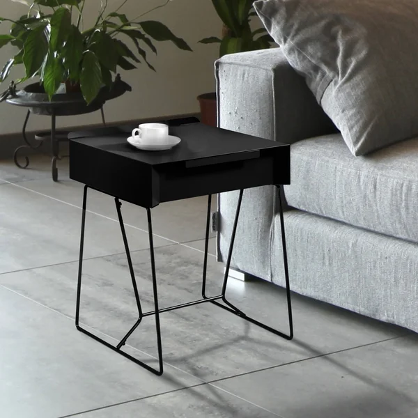 Furniture of America Omer Modern Metal 1-Drawer Side Table - Champagne