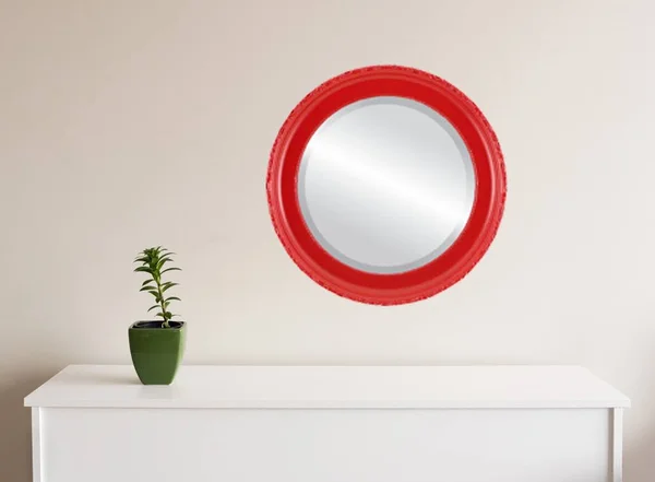 Kensington Framed Round Mirror - Holiday Red