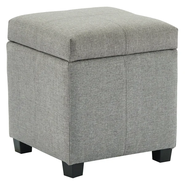 19.25x22 Gray and Black Transitional Square Storage Ottoman - 33876210