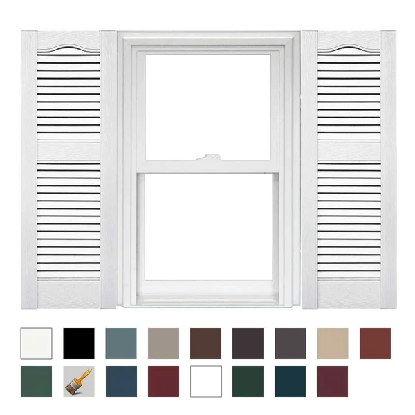 Mid America Open Louver Vinyl Shutters (1 Pair) - 14.5 x 67 001 White