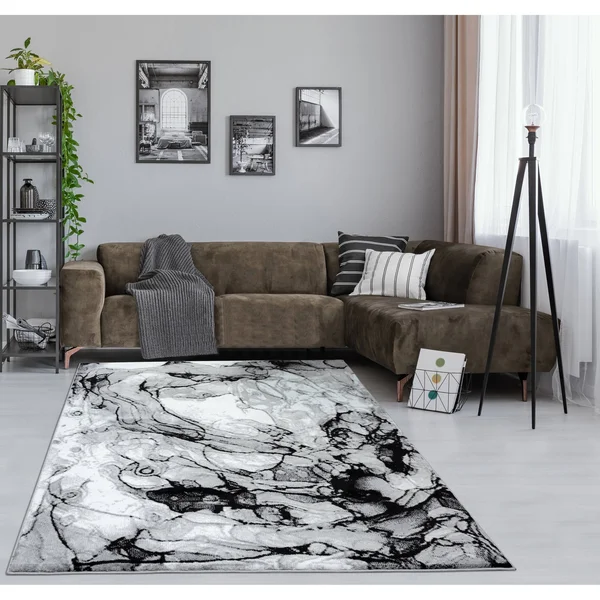 Samos Collection Yellow/Gray Contemporary Polypropylene Area Rug - 5&2&& x 7&3x22