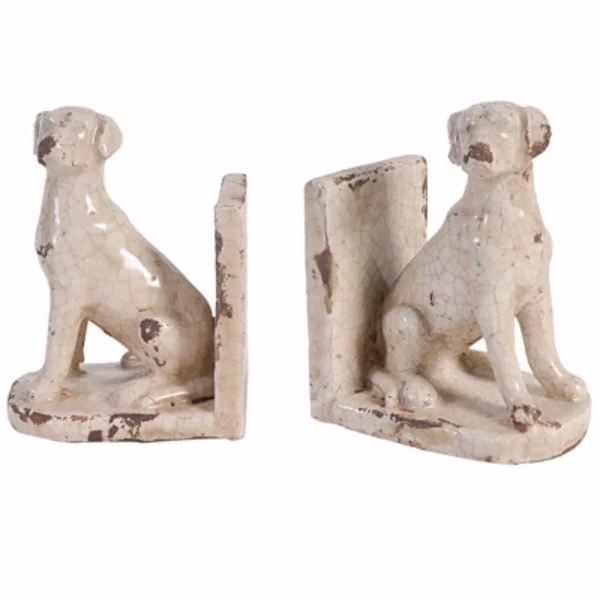 Benzara - Ceramic Sitting Dog Bookends - Set of 2