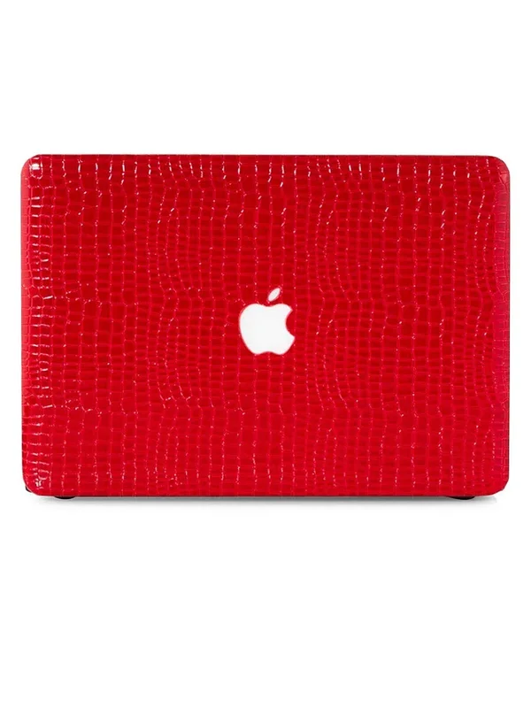 Chic Geeks Crimson Crocodile-Embossed MacBook Case - Crimson
