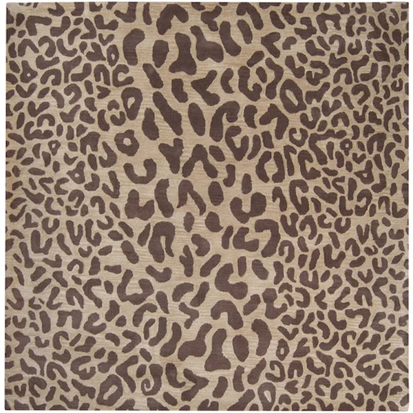 CC Home Furnishings 1.5& x 1.5& Les animaux Dark Chocolate Brown and Tan Cheetah Wool Area Throw Rug