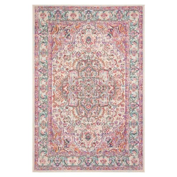 Safavieh Madison Edwyna Distressed Area Rug, Beige/Fuchsia, 6&7 inch x 6&7 inch Square